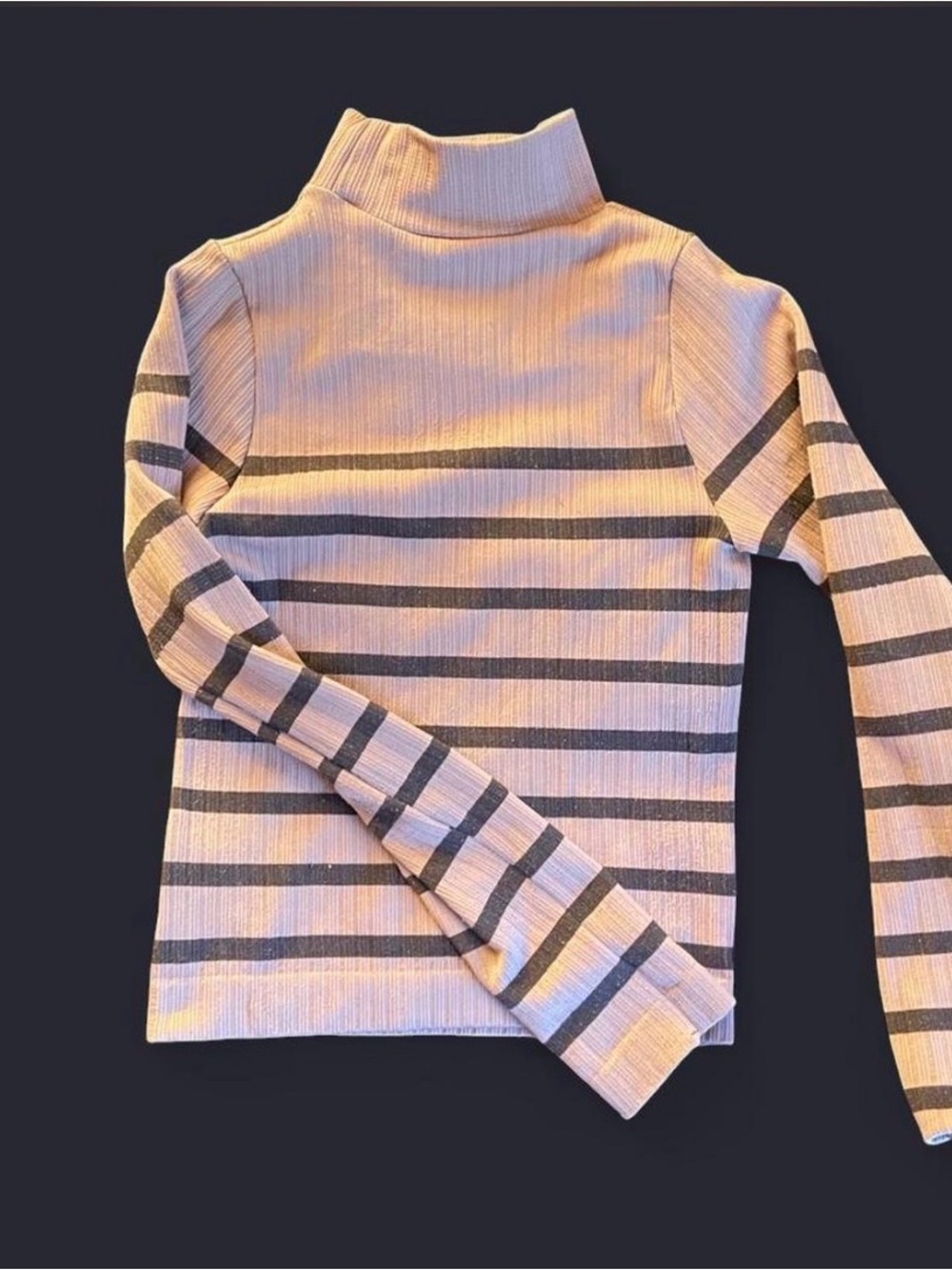 Cotton Candy Pink & Gray Striped Turtleneck Sweater ☕️✨